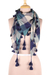 Viscose blend scarf, 'Delhi Charm' - Square Pattern Viscose Blend Shawl Crafted in India