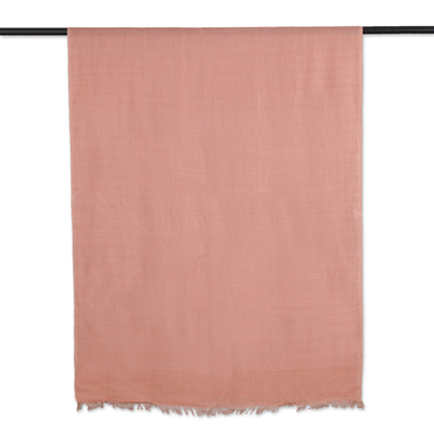 Viscose shawl, 'Glamorous Diamonds in Pink' - Peach and Blush Patterned Viscose Shawl from India
