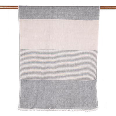 Viscose shawl, 'Striped Symphony' - Striped Pattern Viscose Shawl from India