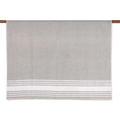 Cotton blend sarong, 'Stylish Stripes in Sage' - Handwoven Striped Cotton Blend Sarong in Sage from India