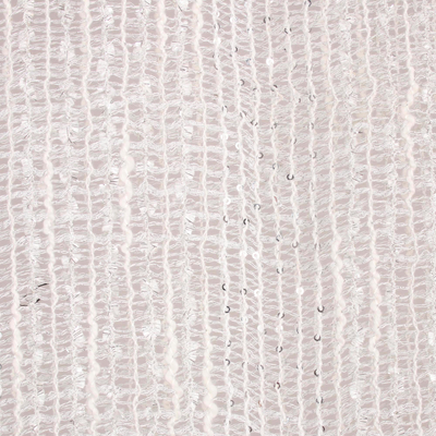 Schal aus Viskosemischung - Handgewebter Schal aus Viskosemischung in Weiß aus Indien
