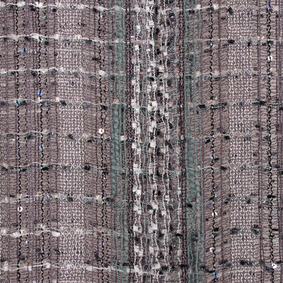 Viscose blend shawl, 'Slate Glam' - Sequin-Embellished Viscose Blend Shawl in Slate from India