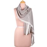 Viscose shawl, 'Umber Saga' - Umber Viscose Shawl with White Borders from India
