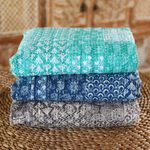 Cotton bedspread set, 'Kantha Charm in Grey' (3 piece) - Kantha Cotton Bedspread and Shams in Grey (3 Piece)