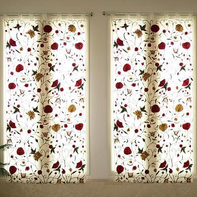 Embroidered cotton curtains, 'Floral Sunlight' (pair) - Aari Floral Embroidered Cotton Curtains from India (Pair)