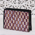 Bolso de mano de algodón batik - Cartera sobre de algodón batik a rayas color berenjena y paja de la India
