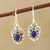 Lapis lazuli dangle earrings, 'Teardrop Leaves' - Leaf-Themed Lapis Lazuli Dangle Earrings from india (image 2) thumbail