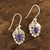Lapis lazuli dangle earrings, 'Teardrop Leaves' - Leaf-Themed Lapis Lazuli Dangle Earrings from india