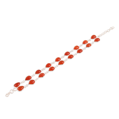 Karneol-Gliederarmband - Tropfenförmiges Karneol-Gliederarmband aus Indien