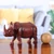 Wood sculpture, 'Rhino Majesty' - Hand-Carved Neem Wood Rhino Sculpture from India