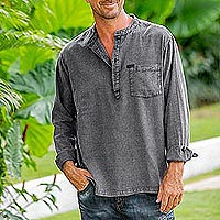 Featured review for Mens cotton blend shirt, Casual Man in Slate