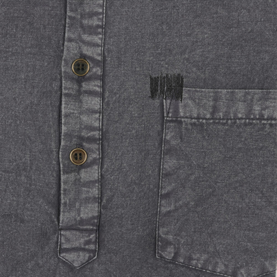 Herrenhemd aus Baumwollmischung - Herrenhemd aus Baumwollmischung im Henley-Stil in Schiefer aus Indien