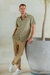 Men's cotton blend shirt, 'Classic Man in Umber' - Men's Short Sleeve Cotton Blend Shirt in Umber from India (image 2b) thumbail
