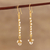 Pendientes colgantes con cuentas de perlas cultivadas y cuarzo bañados en oro - Aretes colgantes con perlas cultivadas y cuarzo chapado en oro