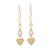 Gold plated rose quartz dangle earrings, 'Delightful Hearts' - Gold Plated Rose Quartz Heart Dangle Earrings from India