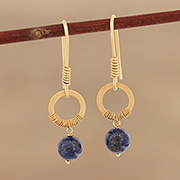 Pendientes colgantes de lapislázuli bañados en oro - Pendientes colgantes de lapislázuli chapados en oro de la India