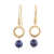 Gold plated lapis lazuli dangle earrings, 'Wrapped Rings' - Gold Plated Lapis Lazuli Dangle Earrings from India