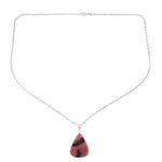 Rhodonite pendant necklace, 'Calming Earth' - Natural Rhodonite Pendant Necklace from India