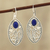 Lapis lazuli dangle earrings, 'Vine Blue' - Vine Pattern Lapis Lazuli Dangle Earrings from India