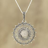 Howlite pendant necklace, 'Swirling Tendrils'