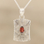 Garnet pendant necklace, 'Gorgeous Frame' - Openwork Pattern Garnet Pendant Necklace from India thumbail