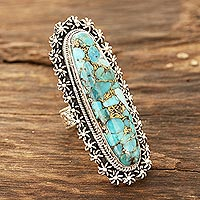 Featured review for Composite turquoise cocktail ring, Alluring Blue
