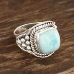 Larimar cocktail ring, 'Limitless Beauty' - Sky Blue Larimar Cocktail Ring from India