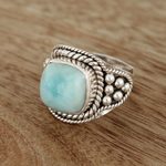 Larimar cocktail ring, 'Limitless Beauty' - Sky Blue Larimar Cocktail Ring from India