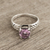 Amethyst solitaire ring, 'Sparkling Crown' - Faceted Amethyst Solitaire Ring Crafted in India