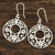 Pendientes colgantes de plata de ley - Aretes colgantes florales circulares de plata esterlina de la India