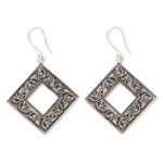 Sterling silver dangle earrings, 'Classic Kites' - Vine Pattern Sterling Silver Dangle Earrings from India