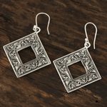 Sterling silver dangle earrings, 'Classic Kites' - Vine Pattern Sterling Silver Dangle Earrings from India