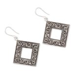 Sterling silver dangle earrings, 'Classic Kites' - Vine Pattern Sterling Silver Dangle Earrings from India