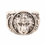 Men's sterling silver ring, 'Lion Window' - Men's Lion-Themed Sterling Silver Ring from India