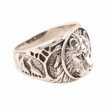 Men's sterling silver ring, 'Lion Window' - Men's Lion-Themed Sterling Silver Ring from India