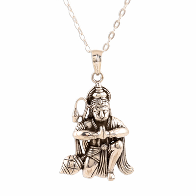 Halskette mit Anhänger aus Sterlingsilber - Halskette mit Hinduismus-Anhänger aus Sterlingsilber aus Indien