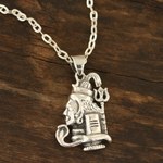 Sterling silver pendant necklace, 'Shiva Lingam' - Shiva-Themed Sterling Silver Pendant Necklace from India