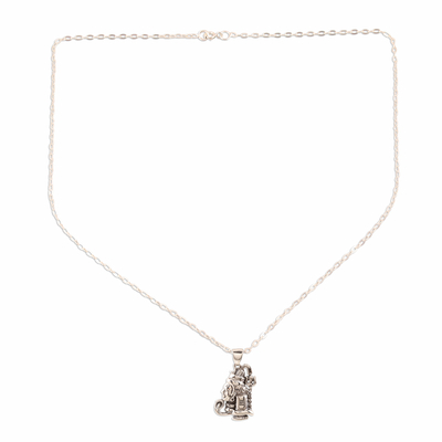 Halskette mit Anhänger aus Sterlingsilber, „Shiva Lingam“ – Halskette mit Anhänger aus Sterlingsilber mit Shiva-Thema aus Indien