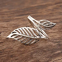 Sterling silver cocktail ring, Leafy Duo