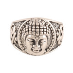 Sterling silver band ring, 'Meditating Buddha' - Sterling Silver Buddha Band Ring from India