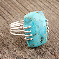 Reconstituted turquoise cocktail ring, Stunning Charm