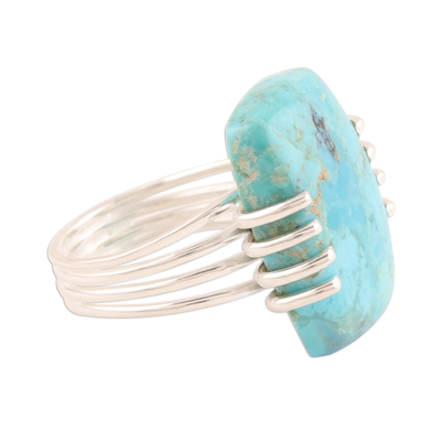 Reconstituted turquoise cocktail ring, 'Stunning Charm' - Reconstituted Turquoise Cocktail Ring from India