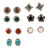 Gemstone stud earrings, 'Elegant Pairs' (set of 7) - Set of 7 Gemstone Stud Earrings from India thumbail