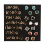 Multi-gemstone stud earrings, 'Elegant Pairs' (set of 7) - Set of 7 Multi-Gemstone Stud Earrings from India