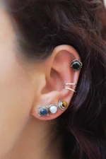 Multi-gemstone stud earrings, 'Elegant Pairs' (set of 7) - Set of 7 Multi-Gemstone Stud Earrings from India