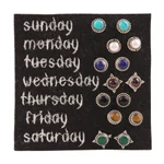 Multi-gemstone stud earrings, 'Harmonious Pairs' (set of 7) - Handmade Multi-Gemstone Stud Earrings (Set of 7)