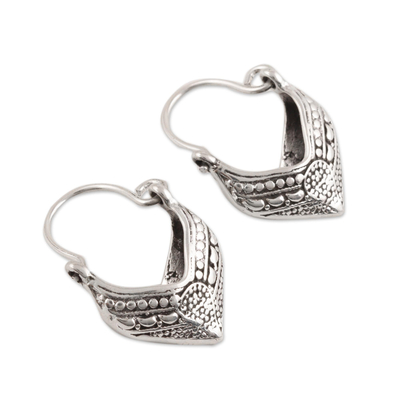 Sterling silver hoop earrings, 'Pointed Dew' - Pointed Sterling Silver Hoop Earrings from India