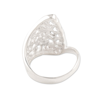 Sterling silver cocktail ring, 'Vine Allure' - Openwork Vine Pattern Sterling Silver Band Ring from India