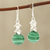 Malachite dangle earrings, 'Dancing Fruit' - Round Malachite Dangle Earrings Crafted in India