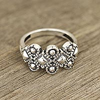 Patterned Sterling Silver Band Ring from India,'Fantastic Composition'